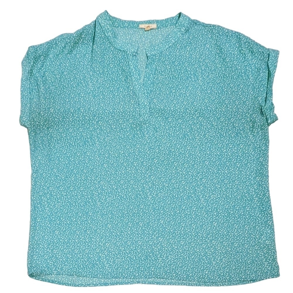 Pleione XLP Woven Knit V-Neck Cap Sleeve Top